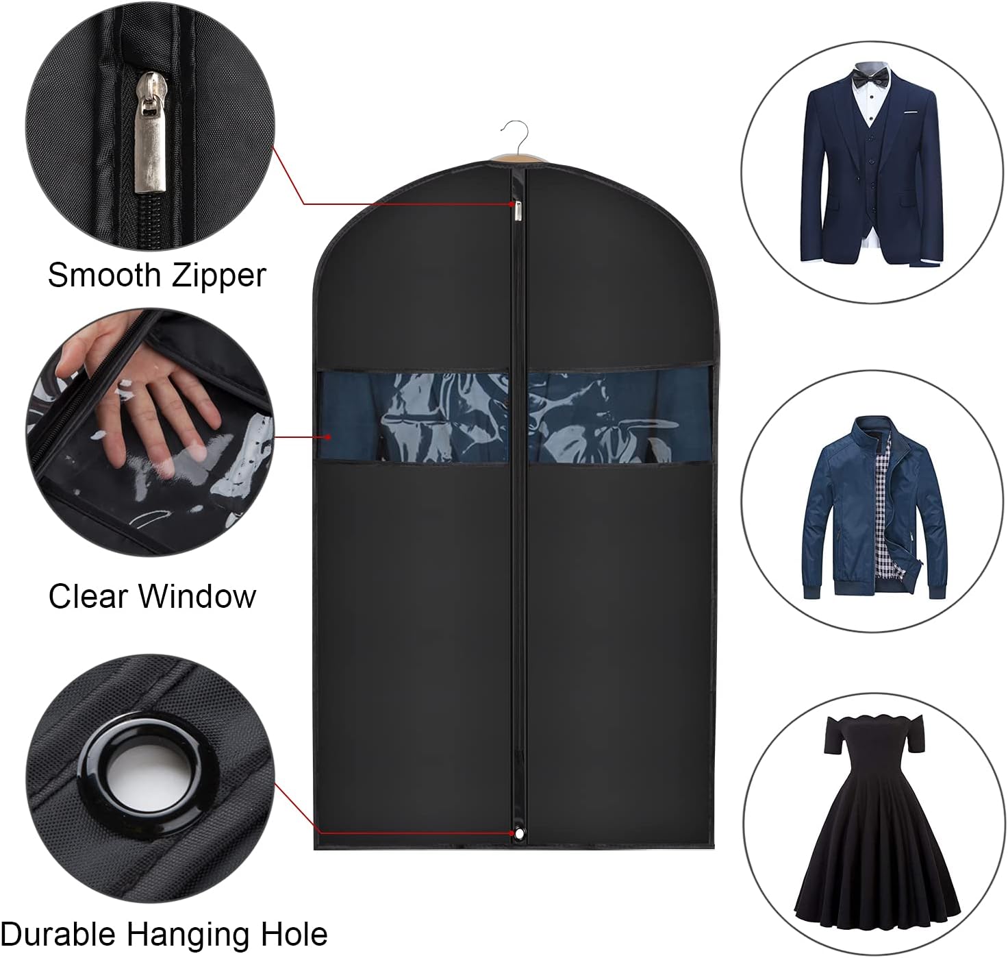 Univivi Suit Cover Bag Garment Bag for Closet Storage, 43 Inch, Set of 16 image 3