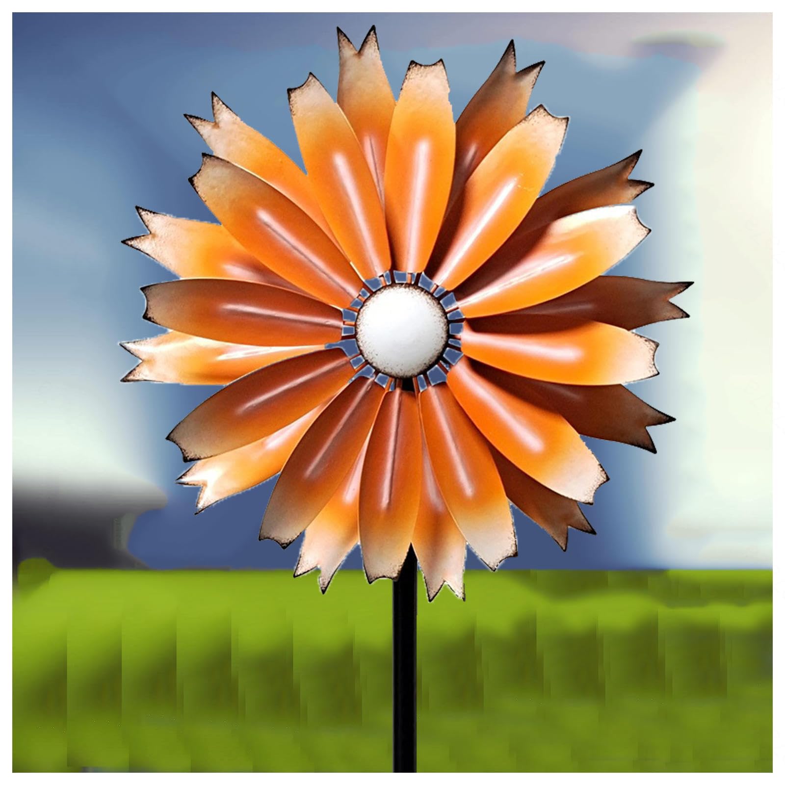 Mulini A Vento Per The Yard Garden 149cm Mulini A Vento Da Giardino Per The Yard Vento A 360° Con Cinetica Girelle Eoliche Da Cortile,Orange