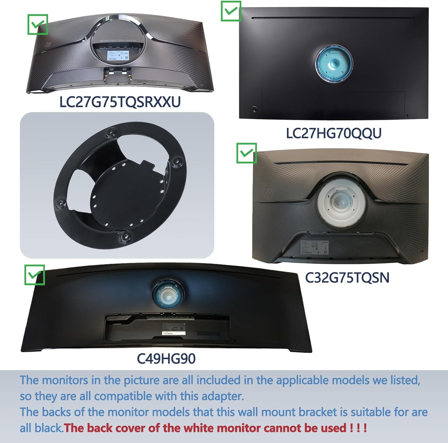Odyssey G7 Monitor Mount Adapter Compatible with Samsung Odyssey G6 G7 vesa Mount (Fits 27'' 32'' G65B G75T G77T CHG70 28''G70A G70B 49''CHG90 CJ890 CRG90 Curved Monitor Wall Mount)