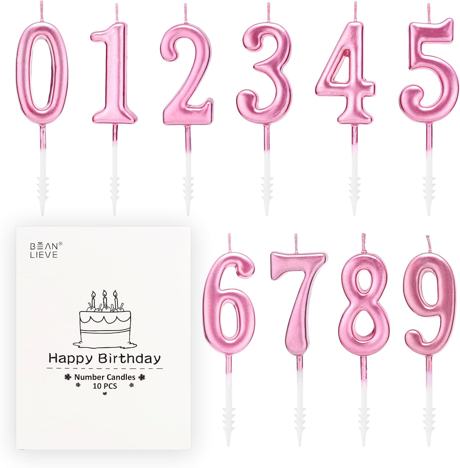 Beanlieve Rose Gold Birthday Candles – Cake Numeral Candles Number 0-9 Glitter Cake Topper Decoration for Birthday,Wedding Anniversary,Party Celebration(10 Pieces) Beanlieve Rose Gold Birthday Candles – Cake Numeral Candles Number 0-9 Glitter Cake Topper Decoration for Birthday,Wedding Anniversary,Party Celebration(10 Pieces)