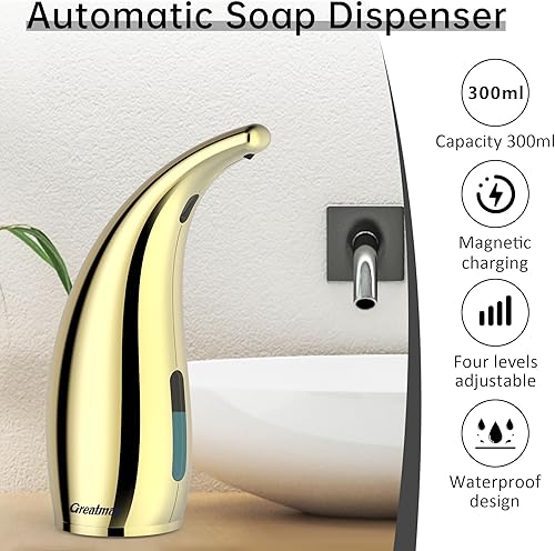 Miniatura 2 de Dispensador de jabón automático ajustable sin contacto, 4 niveles ajustables sin contacto, dispensador de bomba de jabón líquido, dispensador de