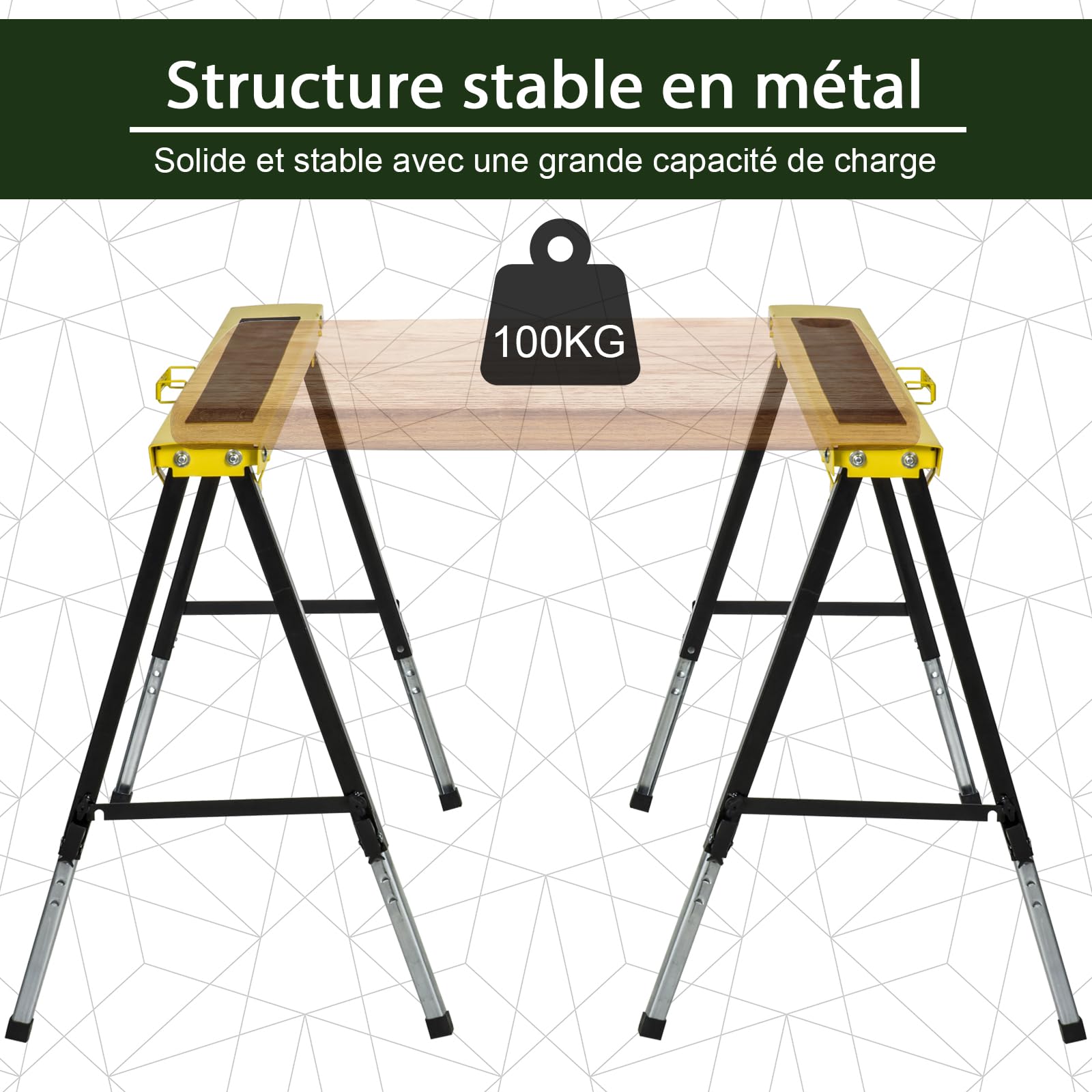 DURHAND Caballete de sierra ajustable 2 uds. Carga máx. 100 kg