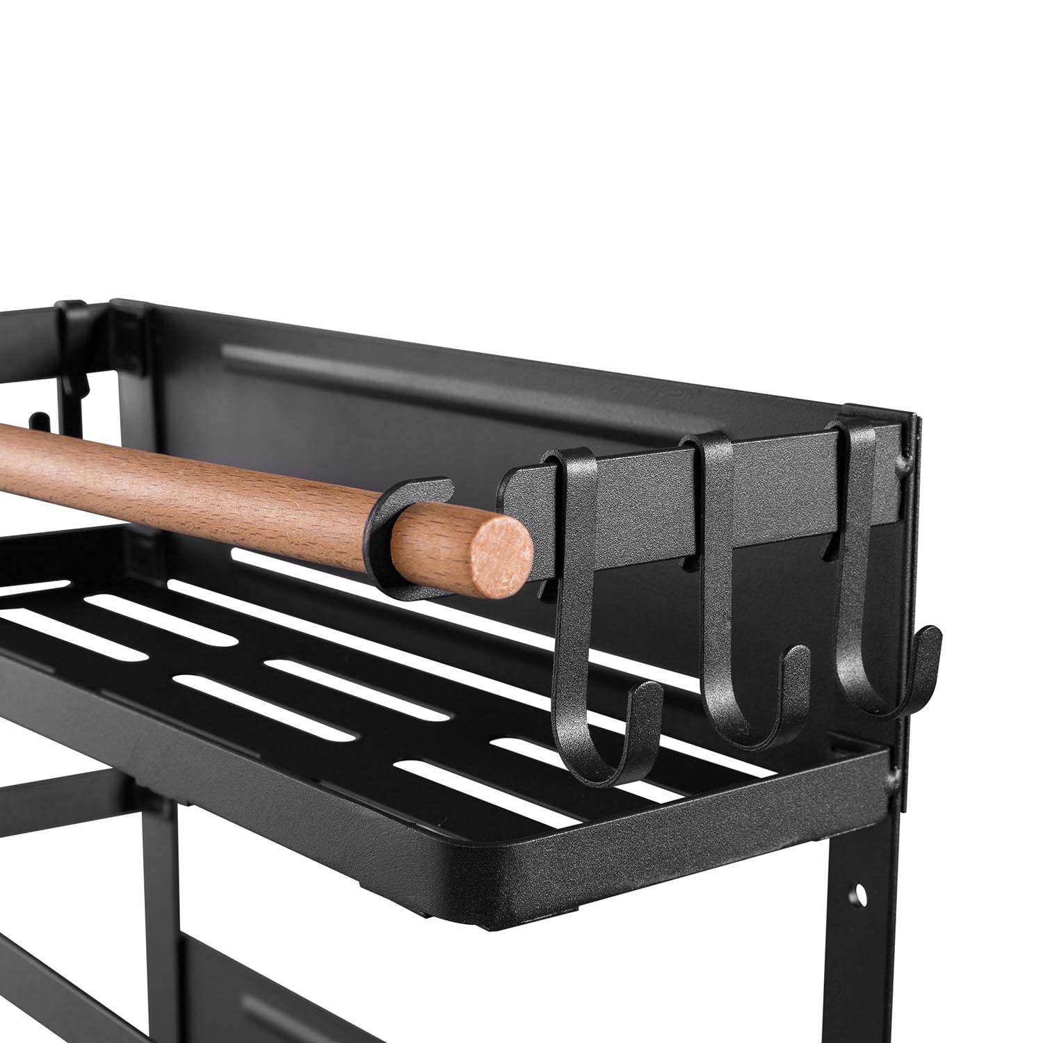 Maclean MC-910 Magnetyczny Regał na Lodówkę do 12 kg, Elegancki Organizer Kuchenny z Uchwytem na Rolki i 6 Zdejmowanymi Haczykami, Wiszący Uchwyt na Ręczniki Papierowe, Półka Magnetyczna (4)