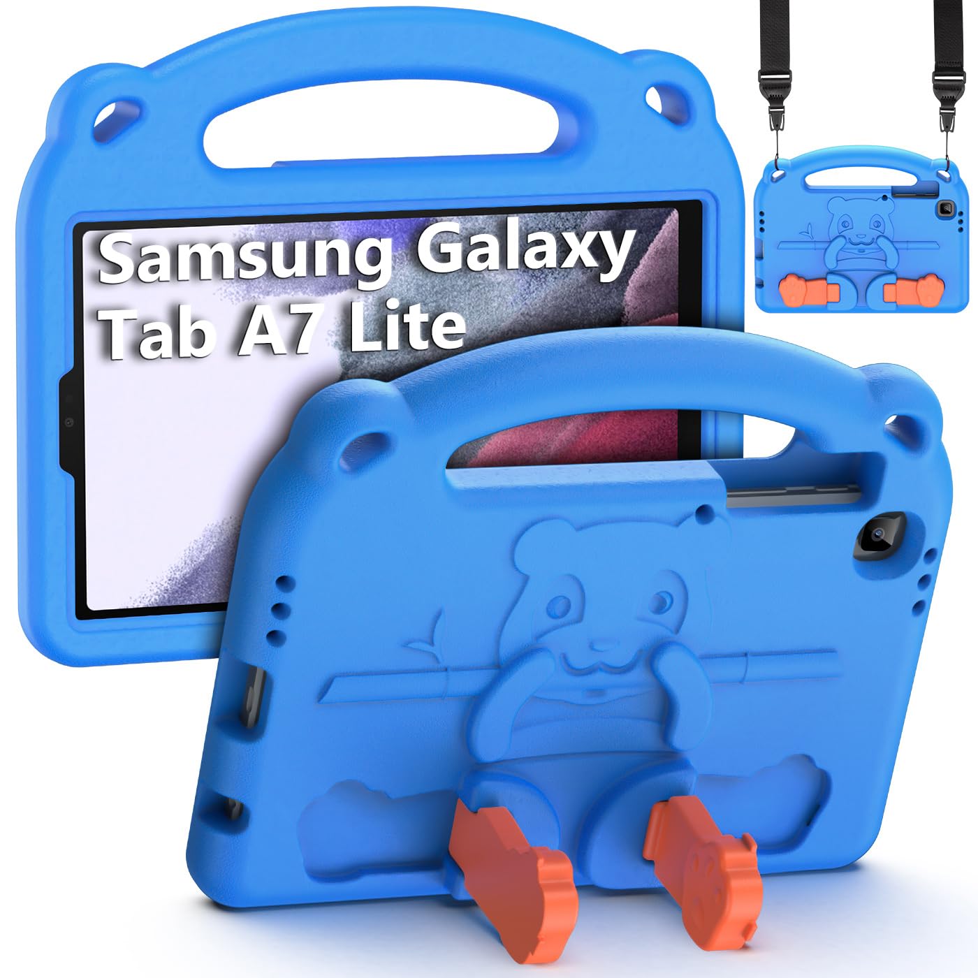 DUX DUCISKid Case for Samsung Galaxy Tab A7 Lite (SM-T220/T225), Light Weight Full Protection Shockproof Case with Handle, Kickstands & Shoulder Strap (Blue)