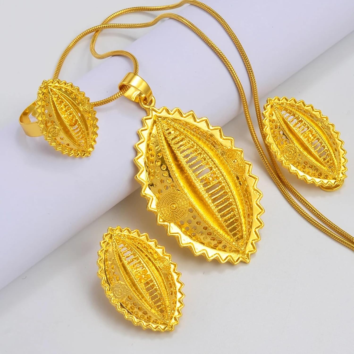 Ethiopian Jewelry for Women Set, Eritrean Jewelry Set for Women African Jewelry Sets Eritrean Ethiopian Ethnic Traditional Jewelry for Wedding Engagement Sets Gold Color Africa image 4