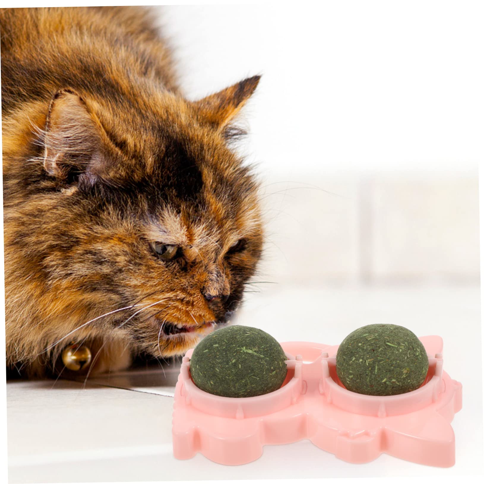ABOOFAN 6 Pièces Jouet pour Chat Mini Boule Murale à l'herbe à Chat Bulles d'herbe à Chat Jouets pour Chats D'intérieur Ensemble De Jeu Intérieur Support Faire Tourner Mâcher Plastique
