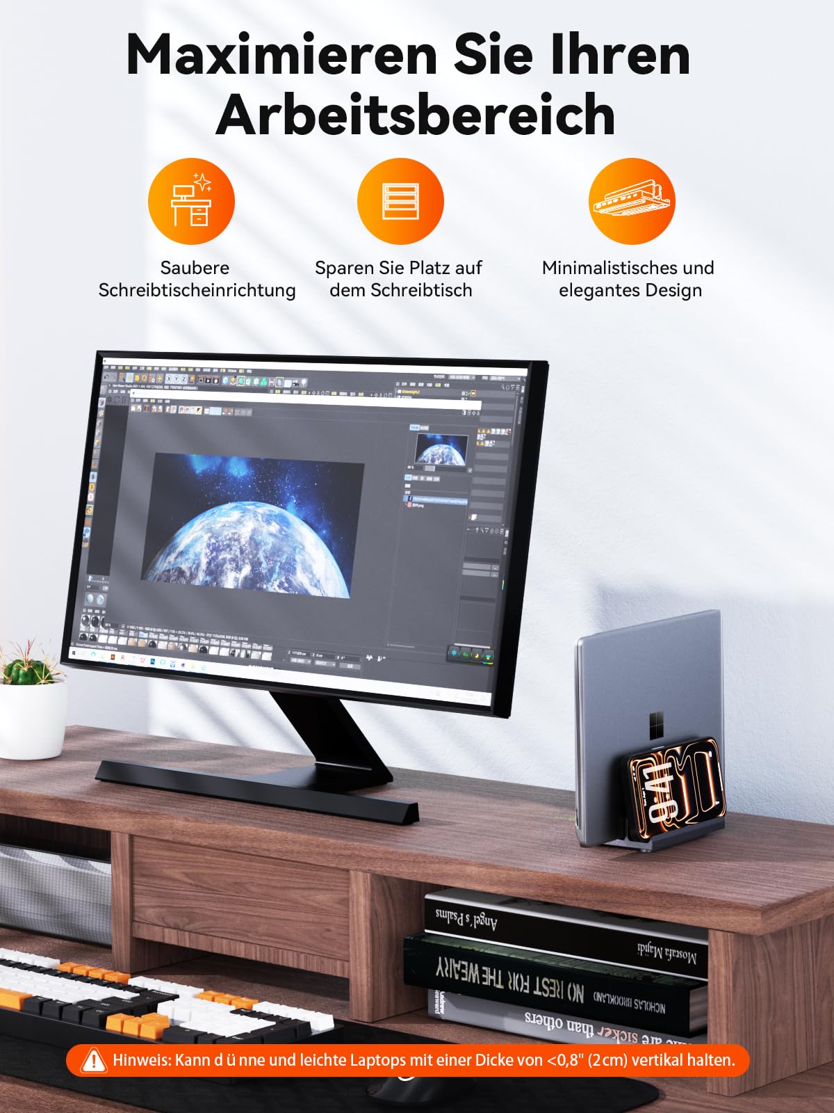 QUUGE Laptop Dockingstation, Dual 4K HDMI, RJ45 LAN und 100W PD fürs Büro | 100W PD Eingang, Gigabit Ethernet, 5 Gbps Daten, vertikale Aufstellung, Dreifachbildschirm, für Laptop- und Desktop-Workflows
