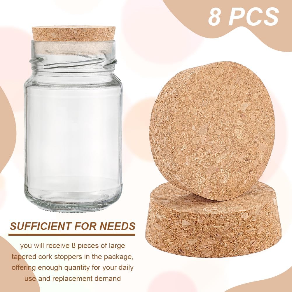 BENECREAT 8 Pcs Cork Bottle Stoppers, Cork Plug, Replacement Corks for Wine, Decorative Bottles, Jars, Arts, DIY Crafts, 2.5 inch in Diameter (Pack of 2) image 4