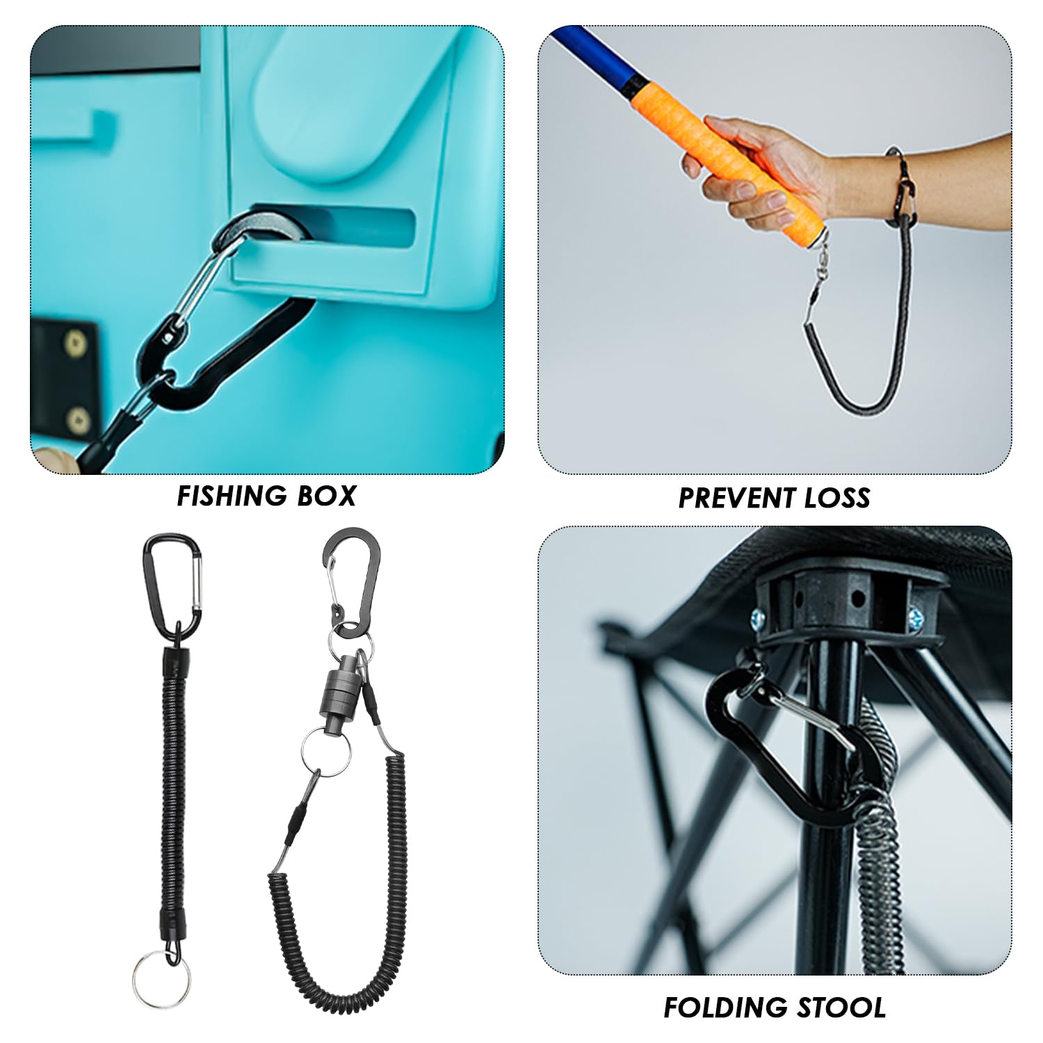1 Pieza De Cuerda Magnética De Pesca, 1 Pieza De Cuerda Perdida Telescópica, Cuerda con Clip Magnético, Cordón De Mosquetón, Cuerda De Mano Magnética Antipérdida para Exteriores