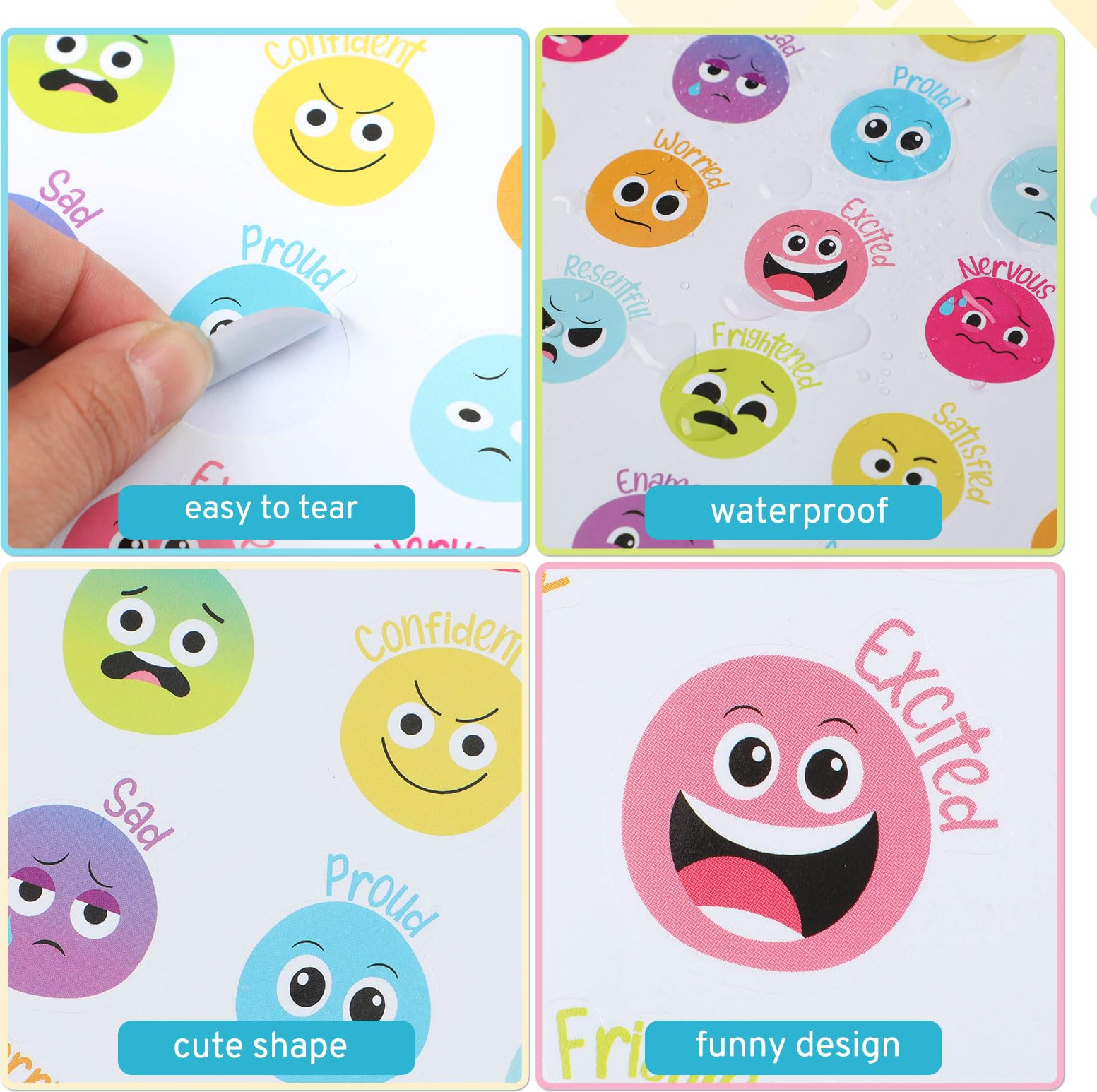 Emotionale Aufkleber Für Kinder – 800 Stück, Bunt, Ca. 3,5 Cm, Wasserfest, Für Stimmungsausdruck