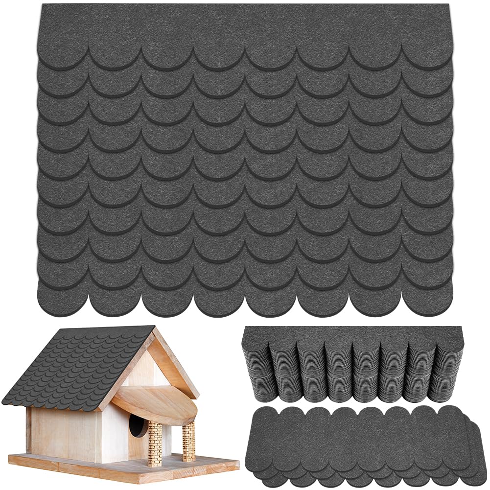 AUAUY 53 Piezas Tejas Bituminosas Autoadhesivas, Tejas De Fieltro Impermeables, Para Casas De Pájaros, Perros, Casetas de Jardín, Techos De Buzones, Hotel De Insectos(Gris,30×5 CM/30×11 CM)