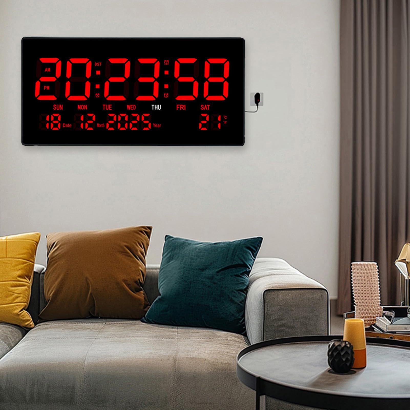 Orologio da Parete Digitale a LED di Grandi Dimensioni con