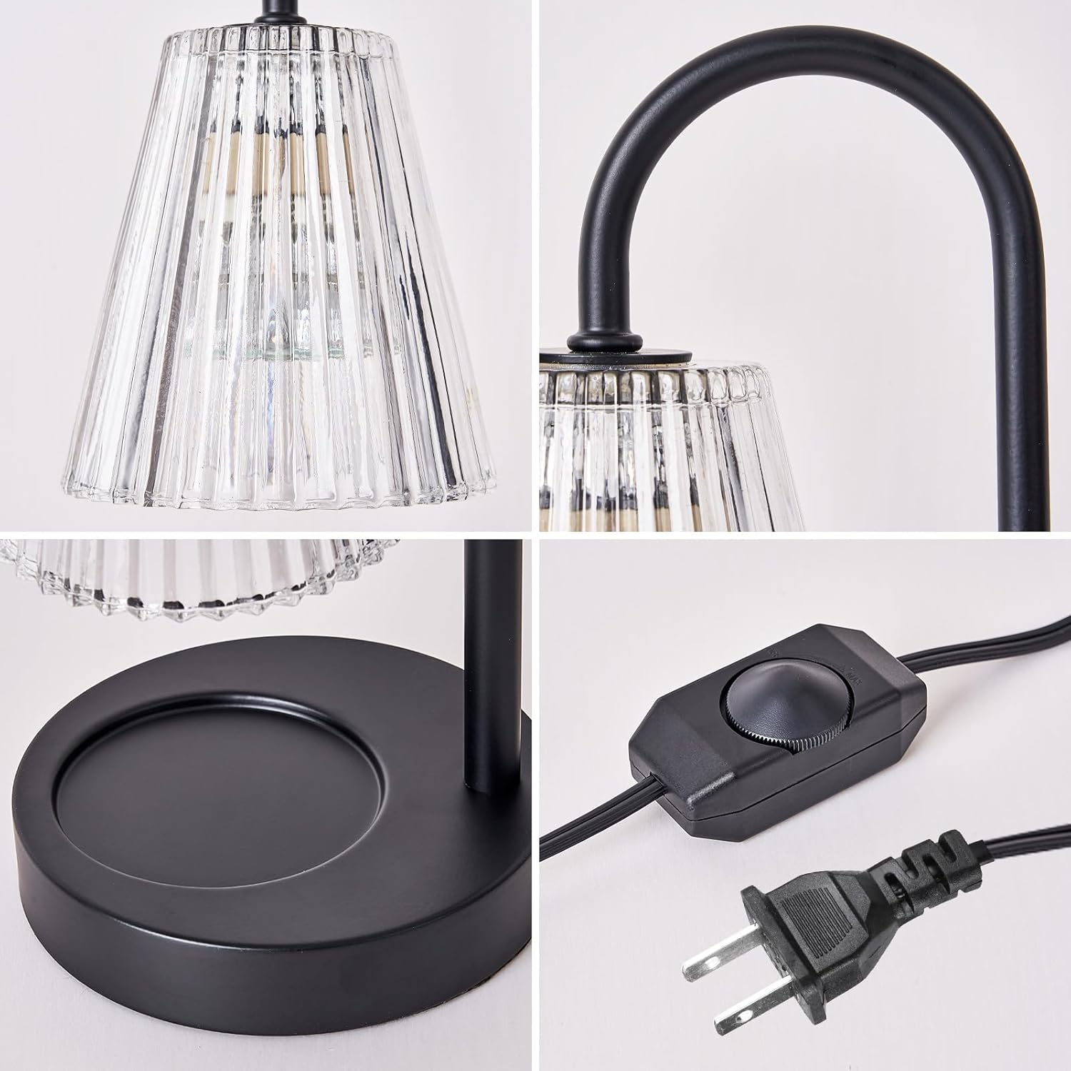 Candle Warmer Lamp, with GU10 Bulb Dimmable Electric Candle Warmer Black for Bedroom Living Room Home Decor