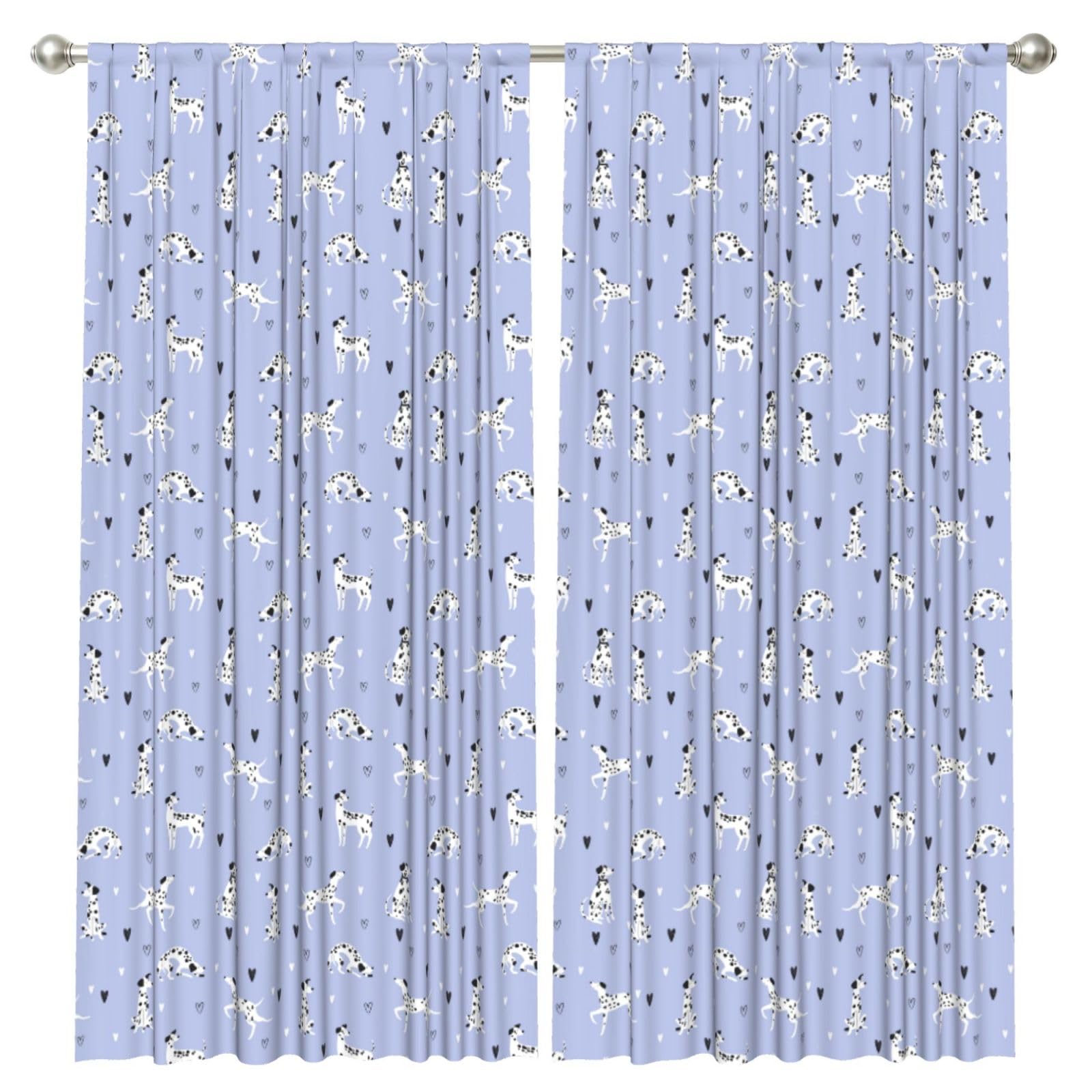 InOmak Dalmatian Dog Pattern, 2 Panels Window Curtains 52 x 84 Inch Blackout Curtains for Living Room Bedroom
