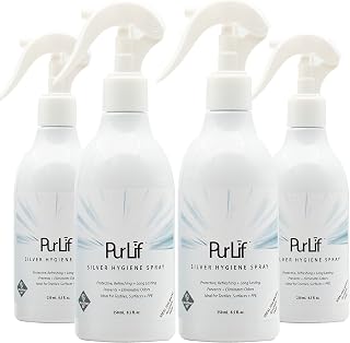 Purlif Silver Cleansing and Refreshing Mask, Fabric, Surface Spray and Deodorizer – 4 X 250mL Spray Bottle Value Pack
