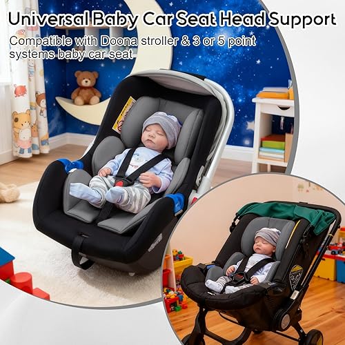 Miniatura 7 de Soporte ajustable para la cabeza del asiento de automóvil para bebé, inserto de asiento de automóvil infantil con reposacabezas adicional para