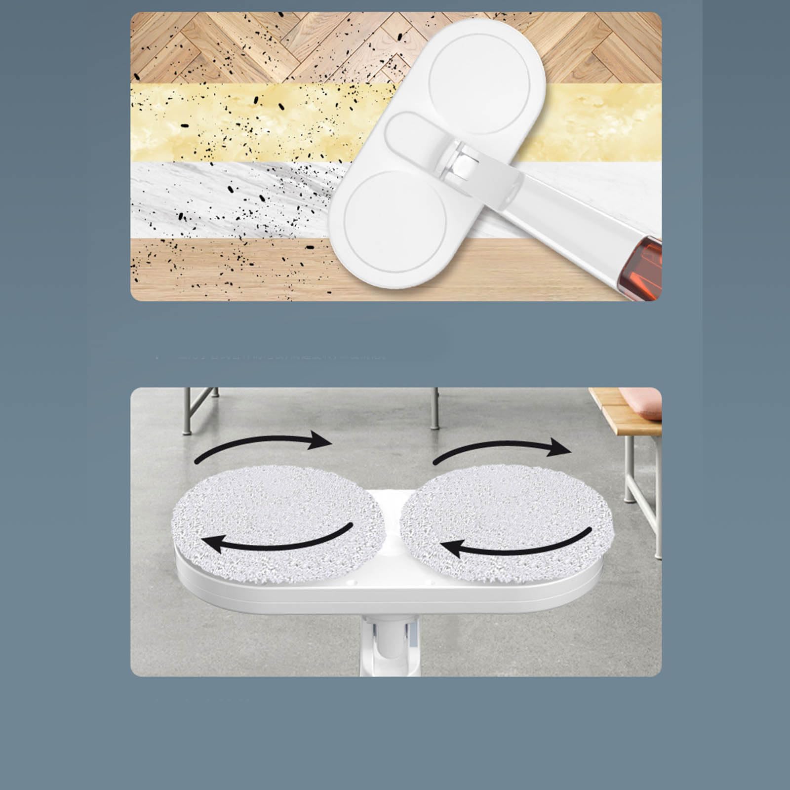 Estropajo móvil inteligente para suelos de 2000 mAh, propulsado por batería, cabezal giratorio de 180° para exteriores laminados de mármol, toallita de limpieza silenciosa del hogar