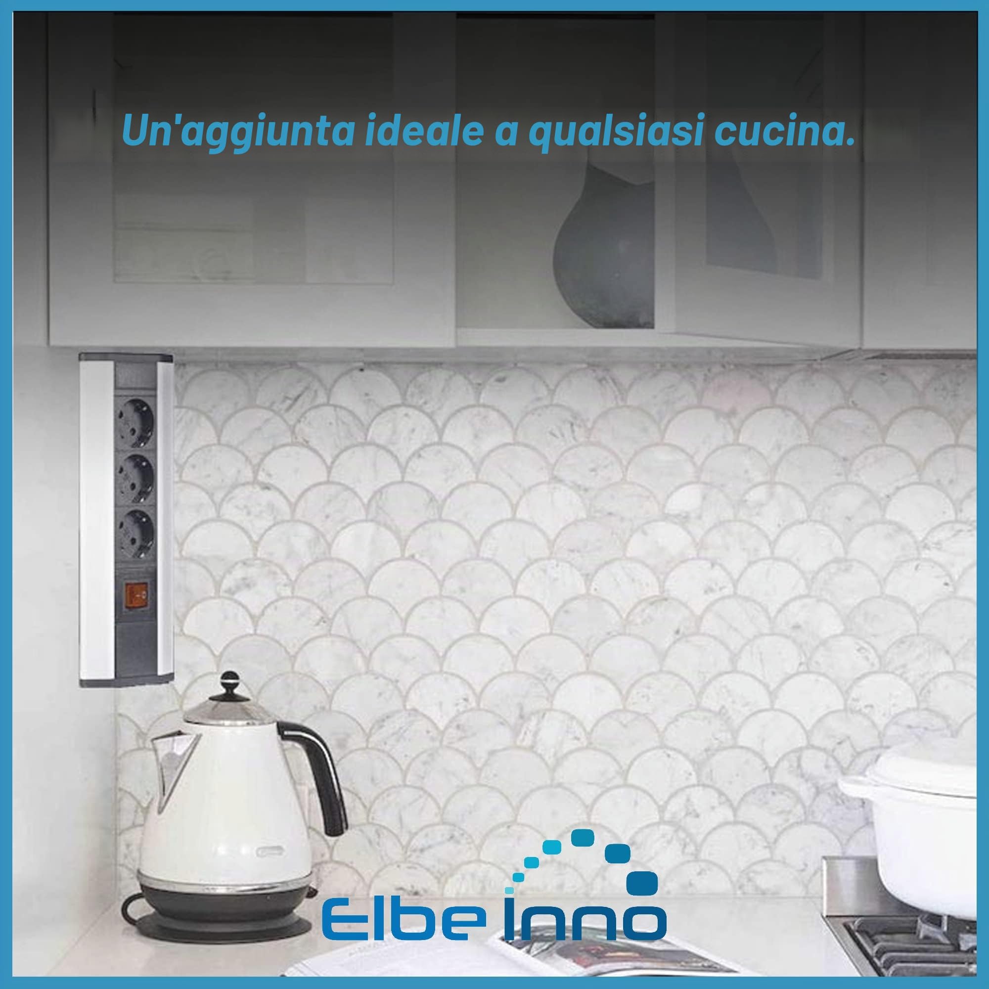 Multipresa angolare da Scrivania con interruttore, Tripla presa ad angolo, Presa angolare cucina con Spina Tedesca, Presa multipla angolare ideale per ufficio, cucina e piani di lavoro