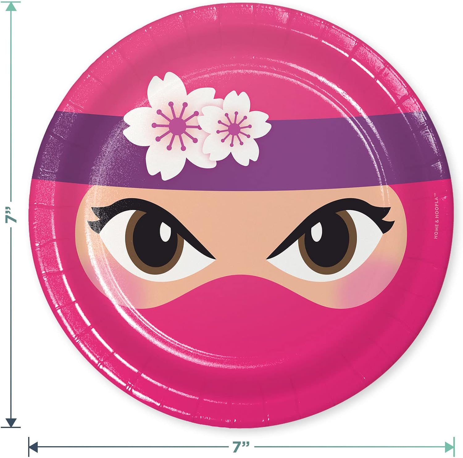 Girl Pink Ninja Party Supplies - Ninja Girl Paper Dessert Plates and Beverage Napkins (Serves 16) - Pink Ninja Party Tableware