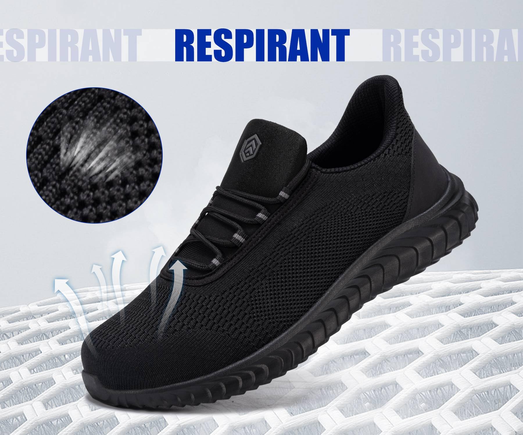 LARNMERN Chaussures de Sécurité Hommes Slip on Legere Baskets de Travail Chaussure de Chantier de Protection