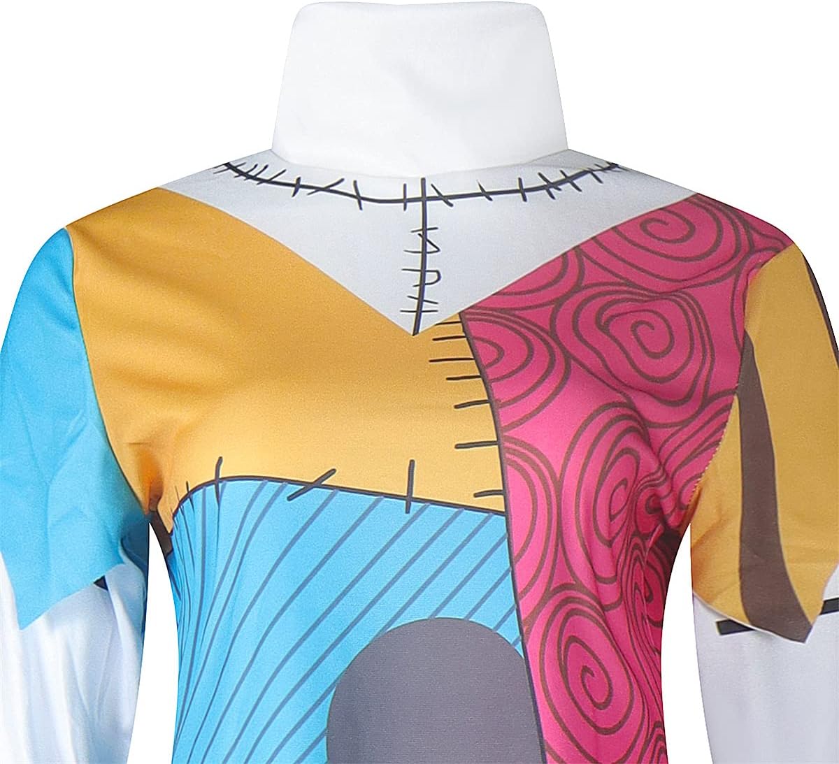 Sally Costume Dress Women Nightmare Halloween Christmas Sally Cosplay with Wig Eyeshadow Palette Sticker - Image 5