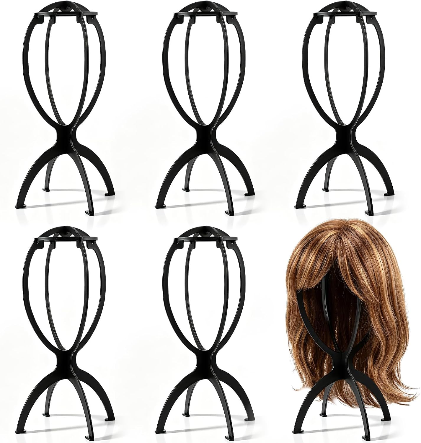 obeoby 6 Pack Updated Wig Stand, Foldable Wig Holder