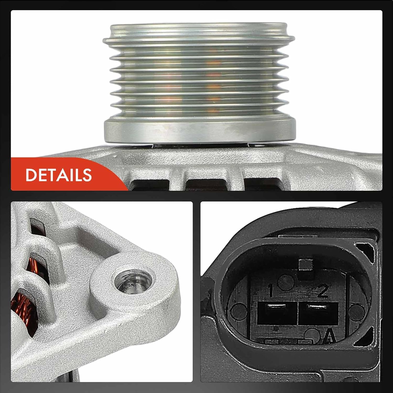 A-Premium Alternator Compatible with Ram ProMaster 1500 2014-2016 3.0L, ProMaster 2500 2014-2016 3.0L, ProMaster 3500 2014-2016 3.0L, 12V 220A 6-Groove Clutch Pulley Clockwise, Replace# 68261783AA