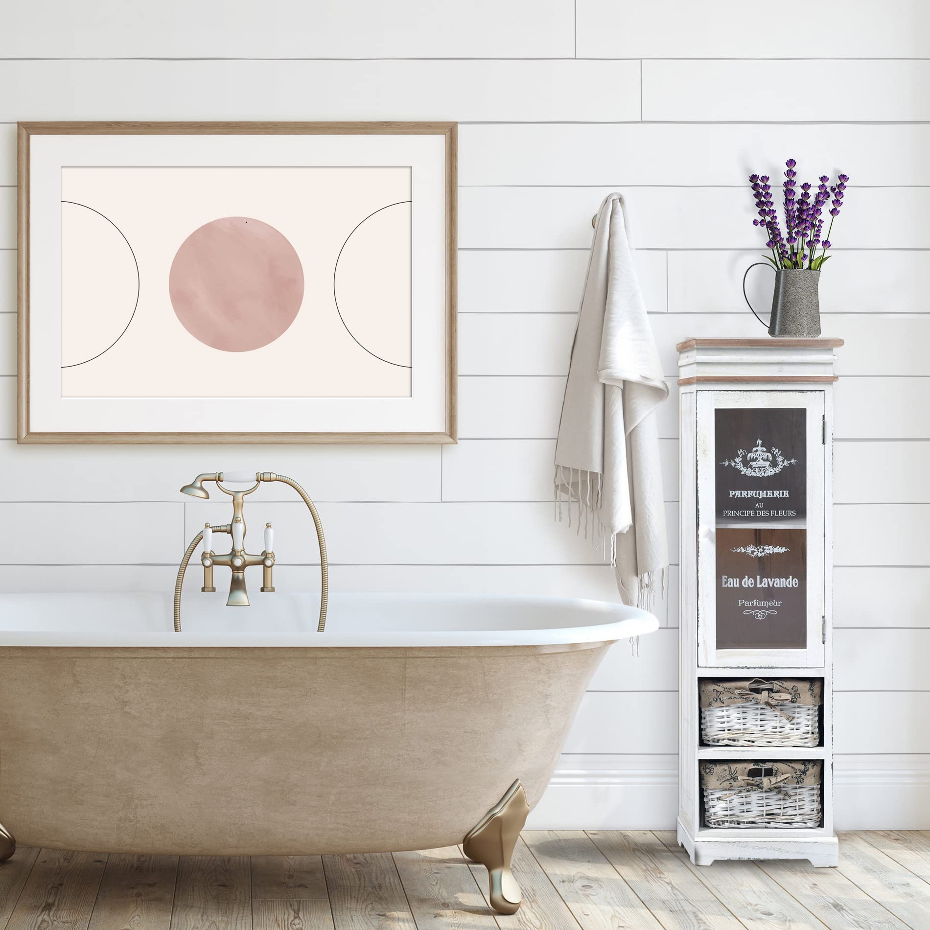 Rebecca Mobili Vetrinetta bianca, armadietto 1 anta 2 cassetti, legno vimini, stile shabby, arredamento casa bagno ingresso - Misure: 102 x 32 x 27 cm (HxLxP) - Art. RE4486