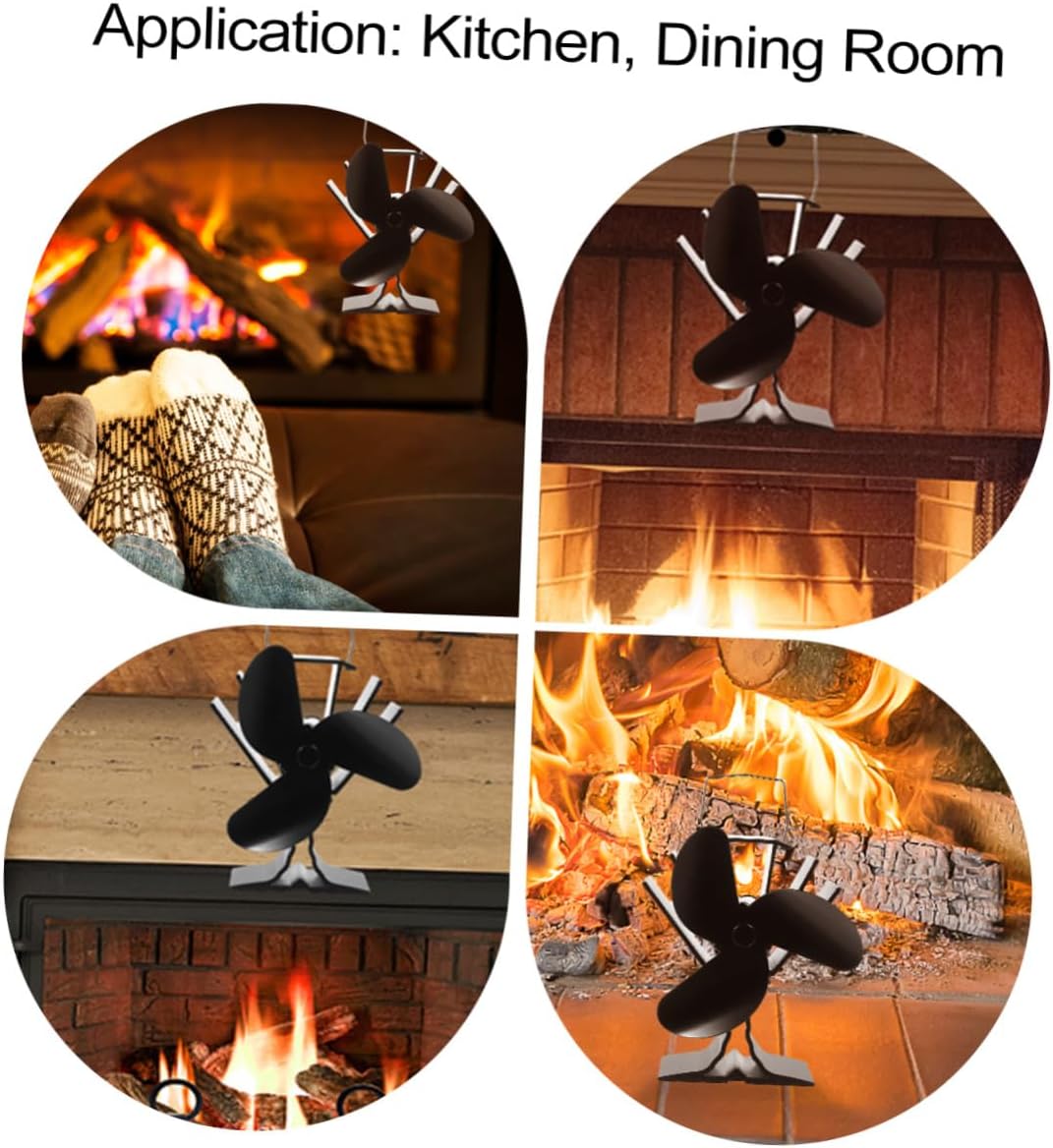 Thermal Power Fan 3-blade Heat Powered Stove Fan for Home Fireplace for Family Heating Supplies