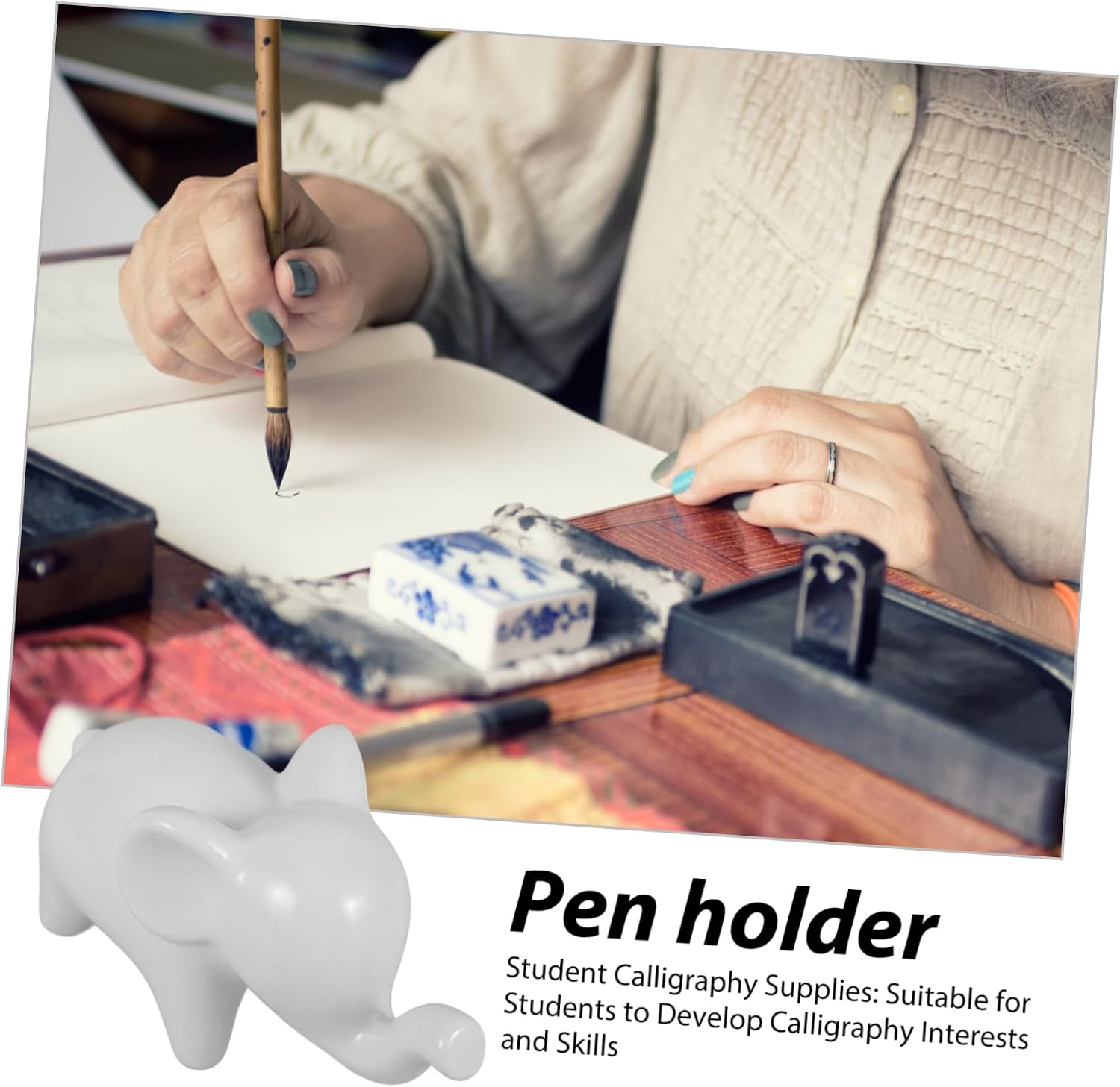 Ceramic Pen Rack for Calligraphy Brush, Desktop Decoration Holder image 3