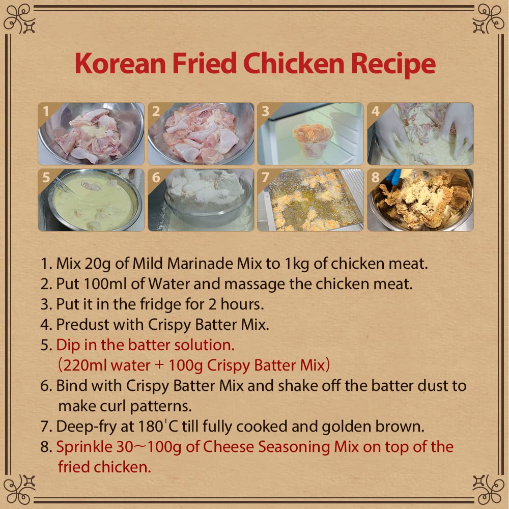 Foodrella Korean Taste Crispy Fried Chicken Cheese Seasoning Mix, Frying Powder Mix, Product of Korea, 2.2 LB (1kg), 1 pack