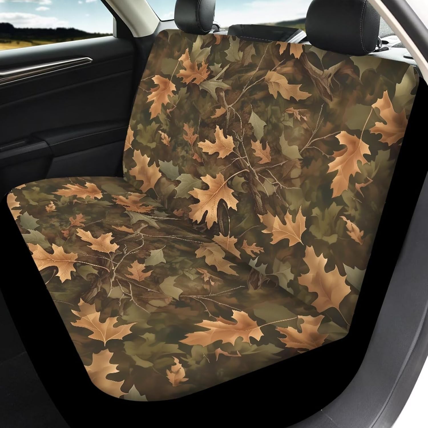 Fallen Leaves Print 4pcs Seat Cover for Cars Washable Car Seat Protectors Replacement Low Back Front Seat Covers Universal Fit Vehicle Sedan Truck SUV