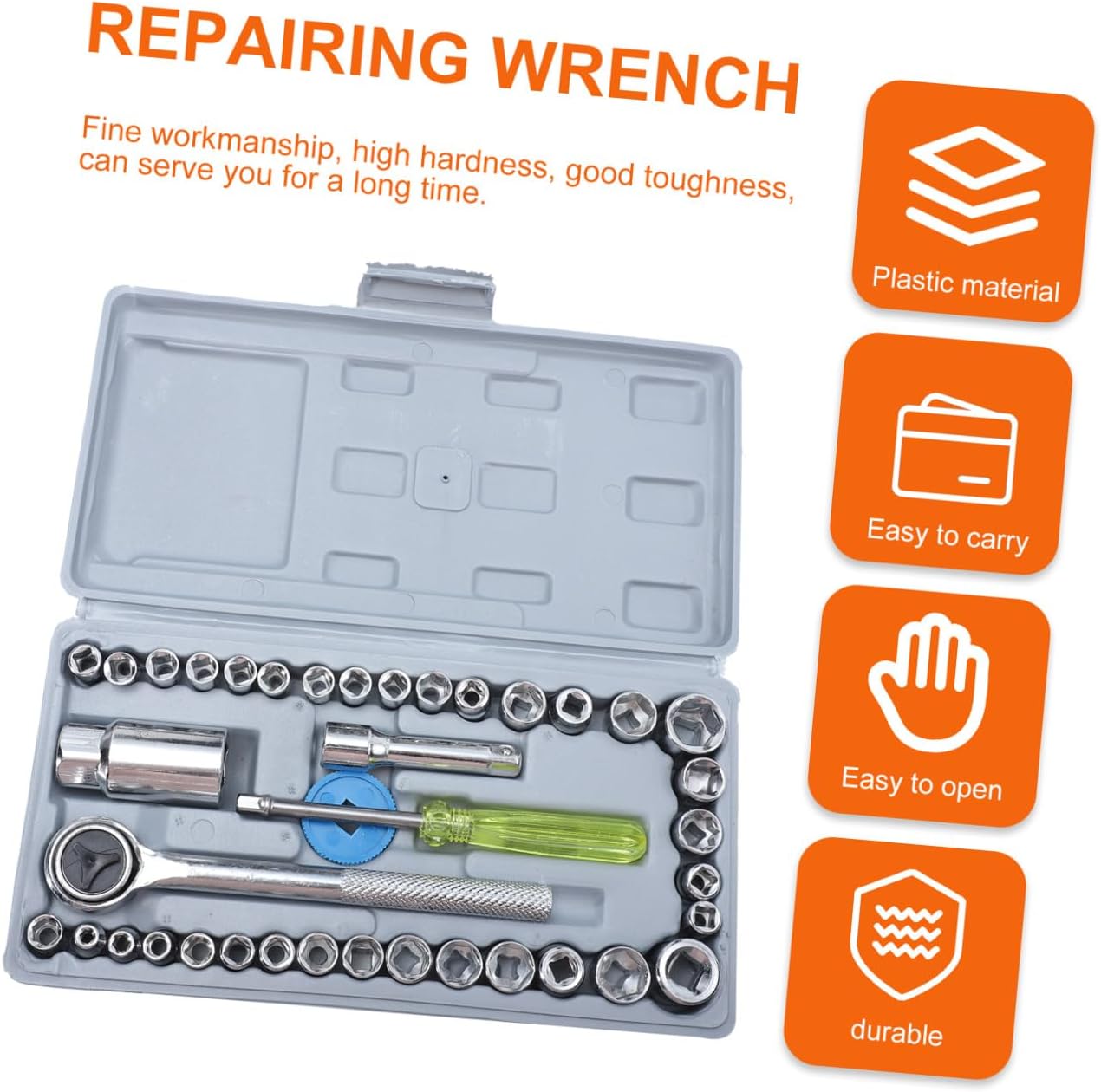 1Set Professional Ratchet Socket Wrench Tool Kit for Auto Repair Maintenance Tool Durable and Efficient Design for Convenient Fastening and Repairs