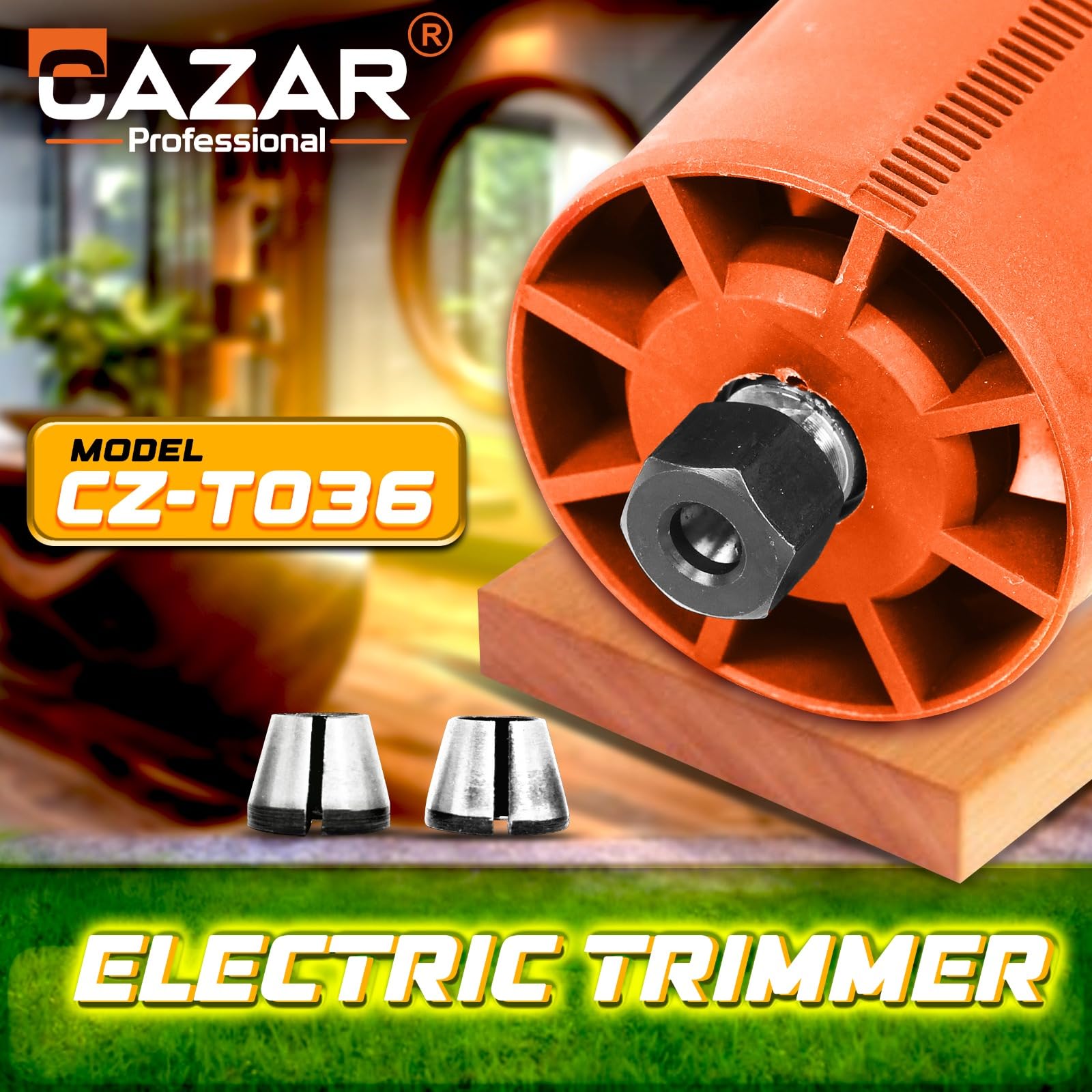 CAZAR 550W Professional Wood Router Machine with Copper Motor | 10000-30000RPM | 6.35mm Collet | TPR Soft Grip | Perfect Wood Trimmer for Woodworking, Craft & DIY 2