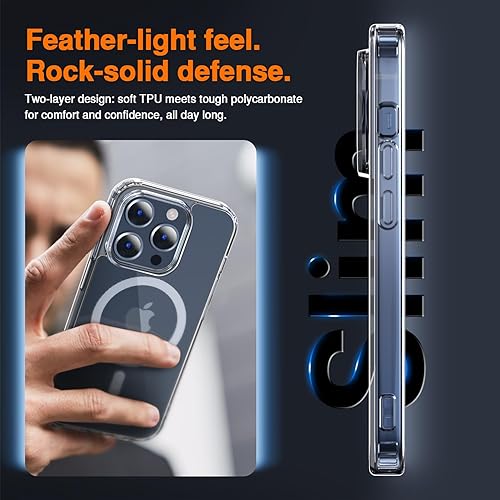 Miniatura 5 de VVUPIC Funda magnética para iPhone 15 Pro Max, compatible con MagSafe, antiamarilleo, protectores de pantalla y protectores de lente de cámara,