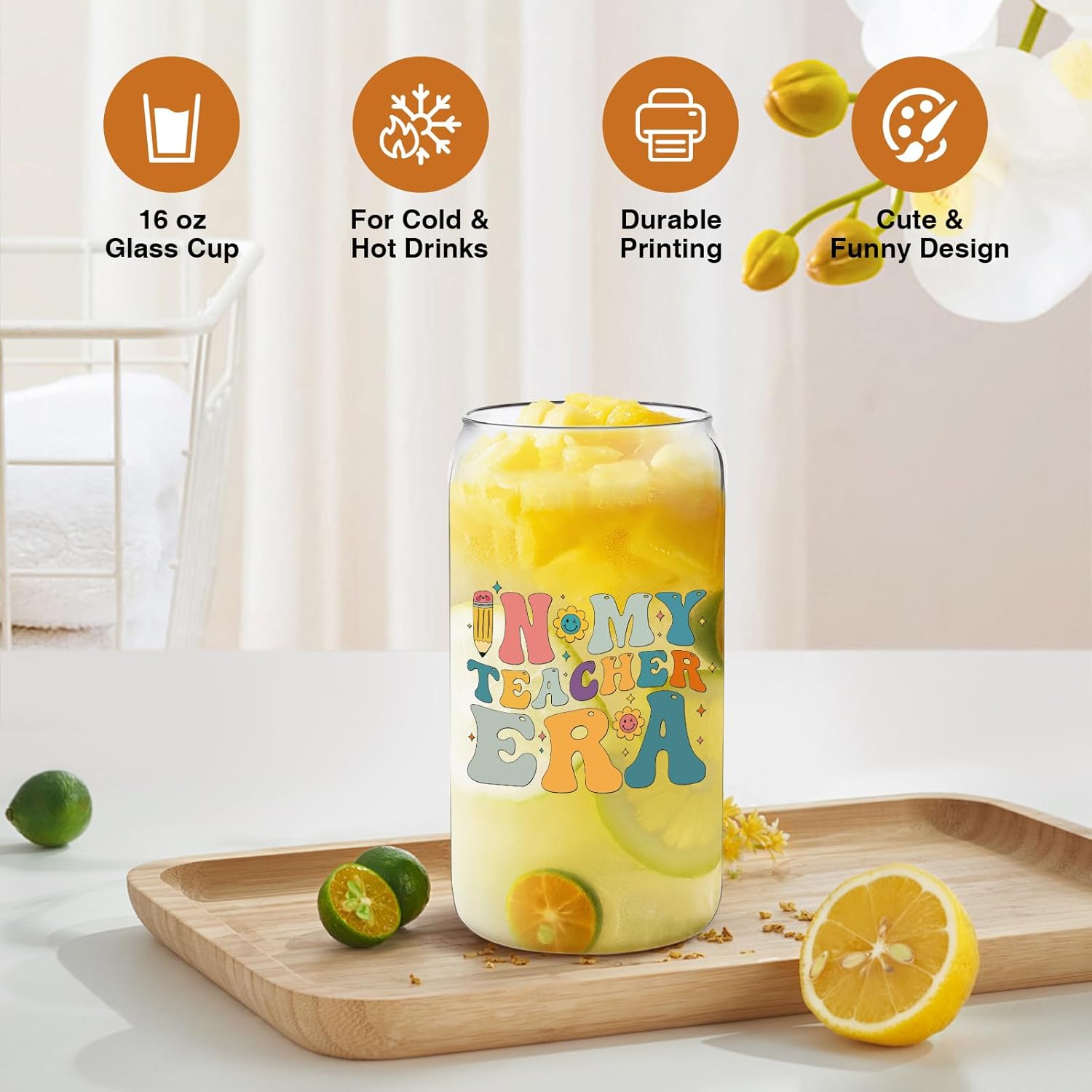 16Oz Teacher Glass Coffee Cup with Bamboo Lid - Insulated Thank You Gifts for Women Teachers, Ideal for Back to School, Retirement, End of Yea - Image 3