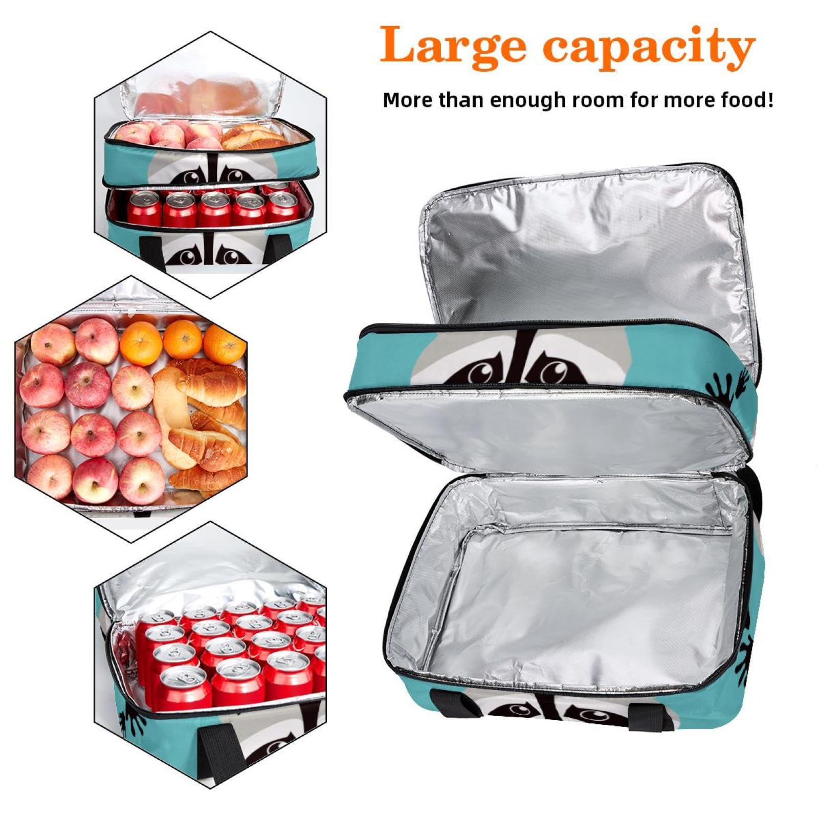 Grand sac à déjeuner isotherme pour homme et femme, double couche, étanche, étanche, réutilisable, sac fourre-tout pour le travail, l'école, le pique-nique, la plage, le camping, les voyages, motif de