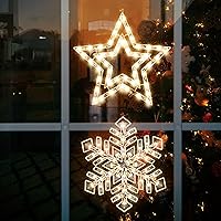 Vista 11 de Paquete de 2 decoraciones iluminadas de ventana de Navidad, luces de silueta de ventana de Navidad, decoración de lámpara de letrero de Navidad