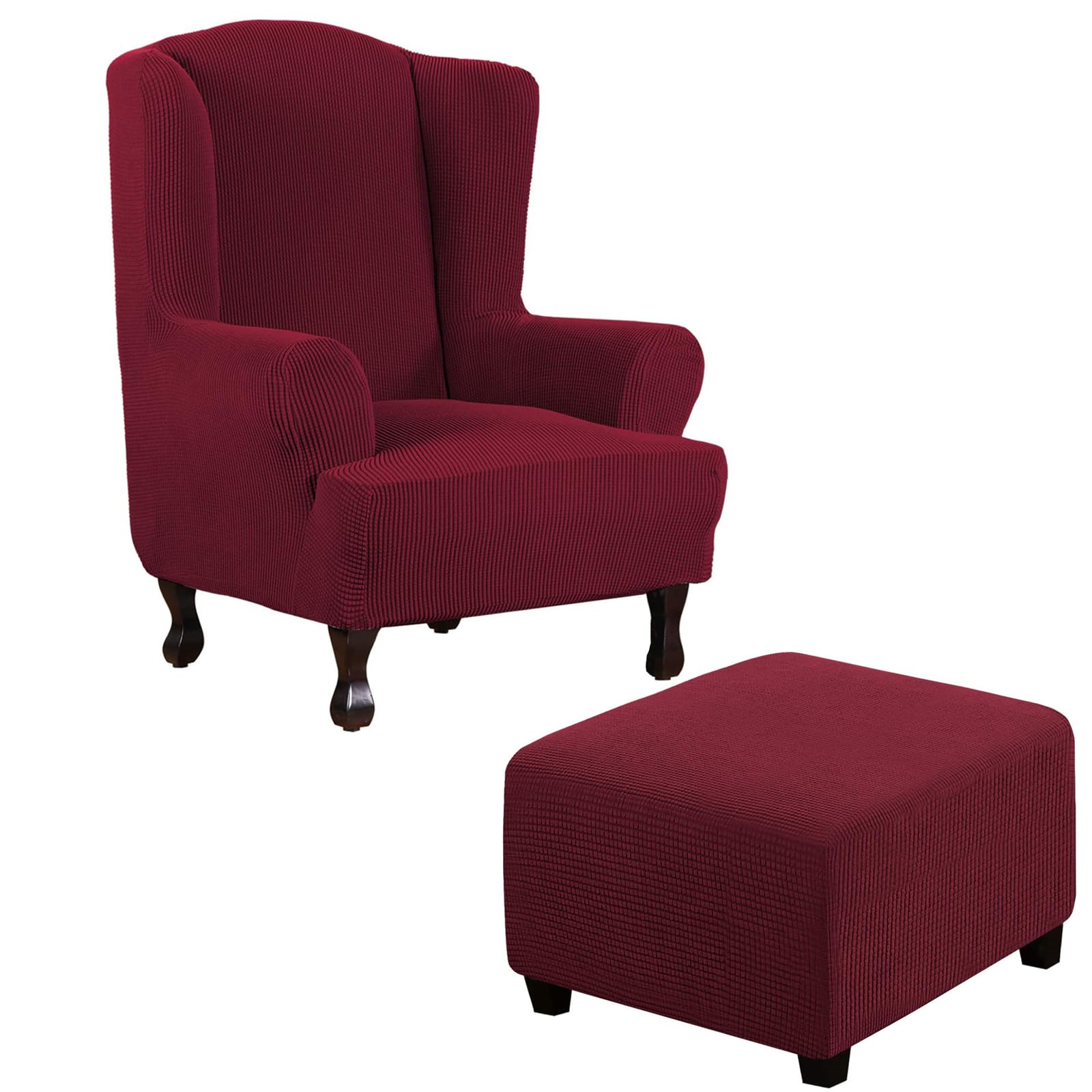 Housse fauteuil inclinable fourrure rouge anti-glisse pour assise carrée