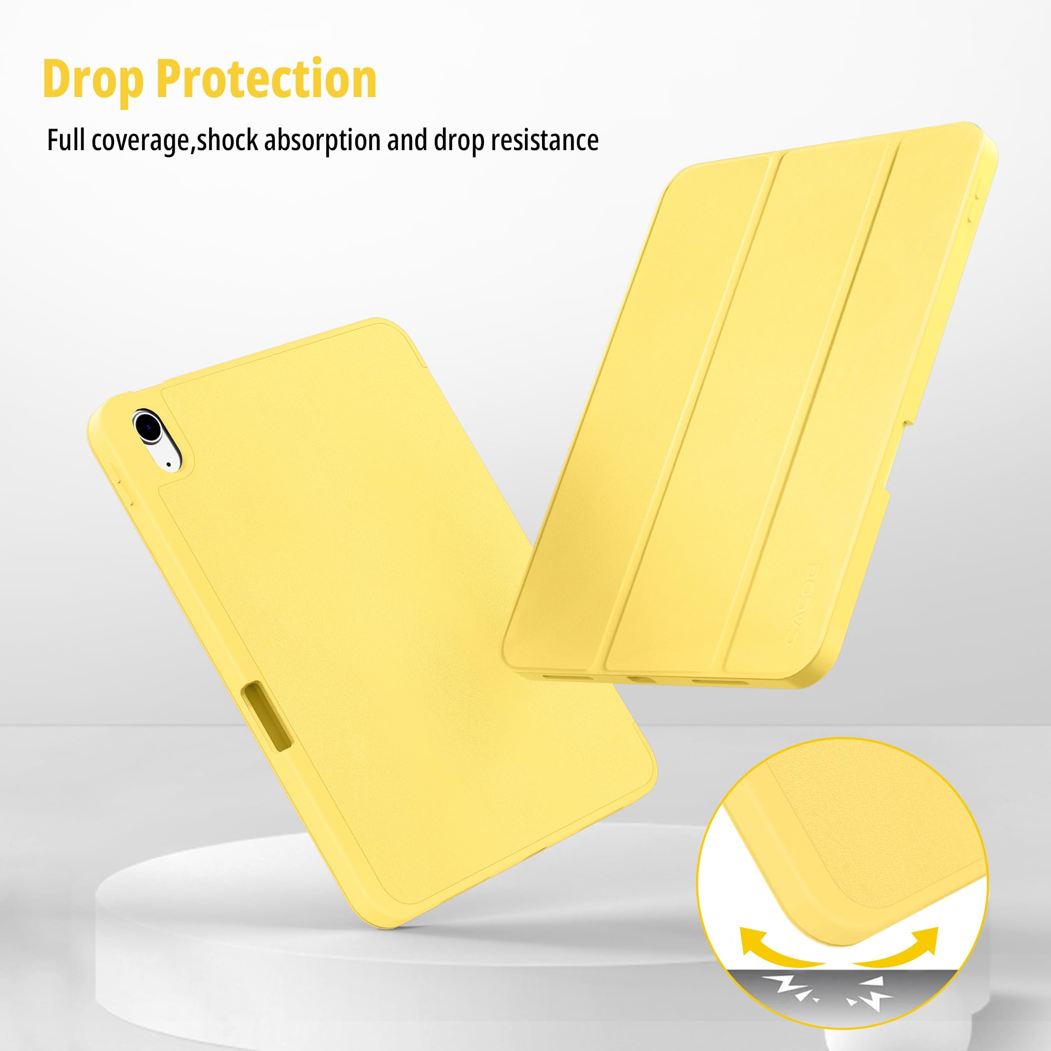CACOE Custodia Cover Compatibile con iPad 11a Generazione (A16) 11" (2025) / iPad 10a Generazione 10.9" (2022) (A2757/A2777), Ultra Sottile Retro Cover con Portapenne,Giallo