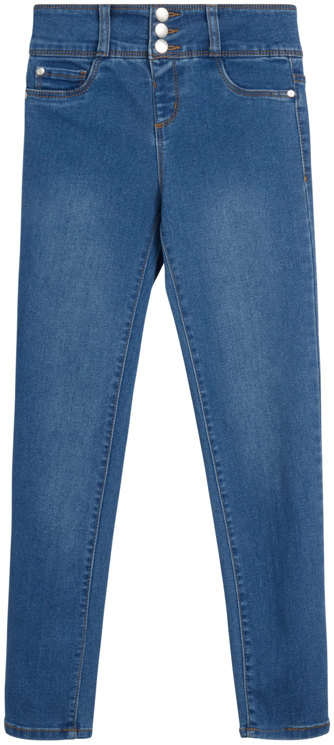 Girls' Jeans - 5 Pocket Button Fly Stretch Denim Jeans with Cuffs (Big Girl)