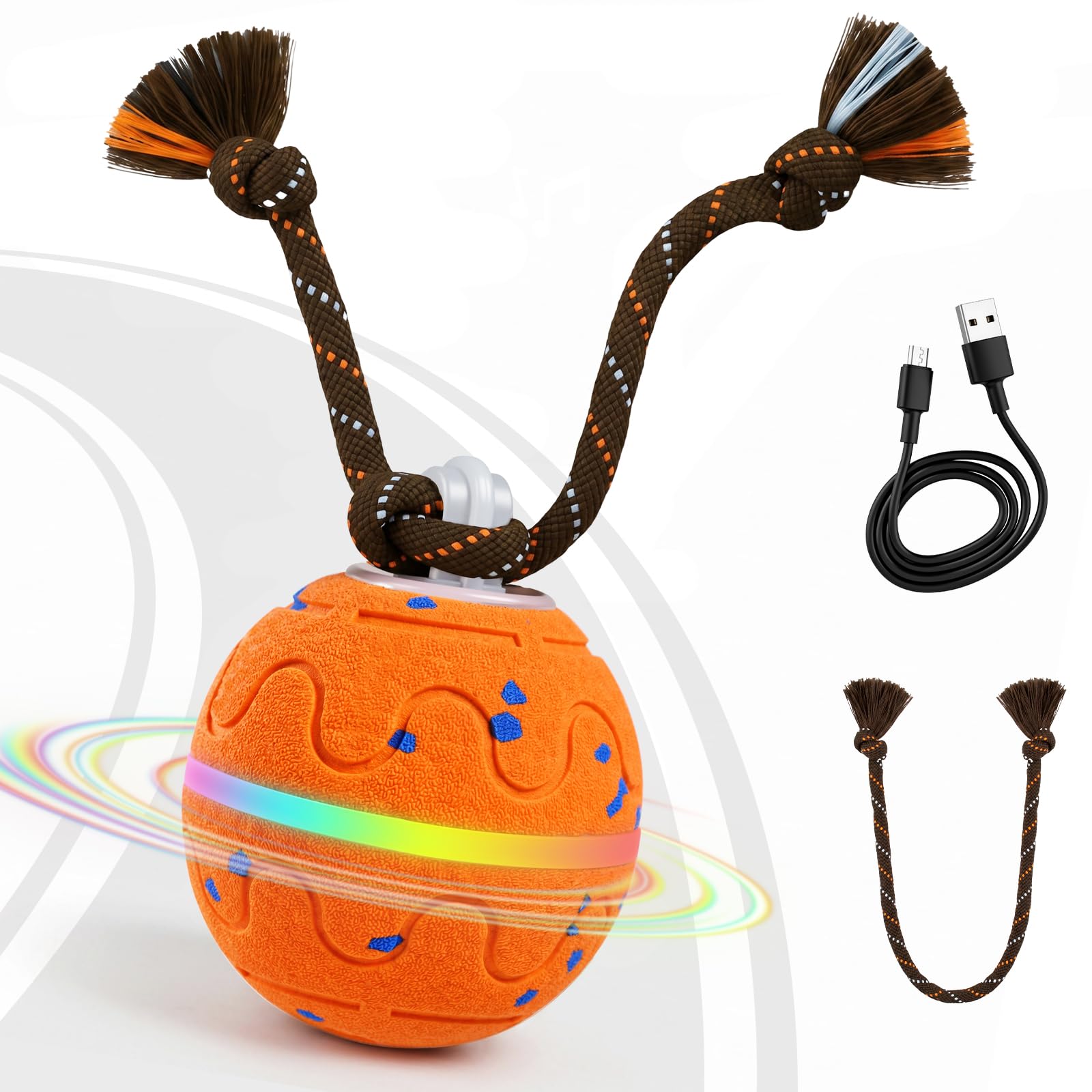 Photo 1 of EAAGHK Interactive Dog Toy, Automatic Moving Dog Balls Smart Herding Ball for Dogs with Birdsong E-TPU Material, IPX7 Waterproof (Orange)