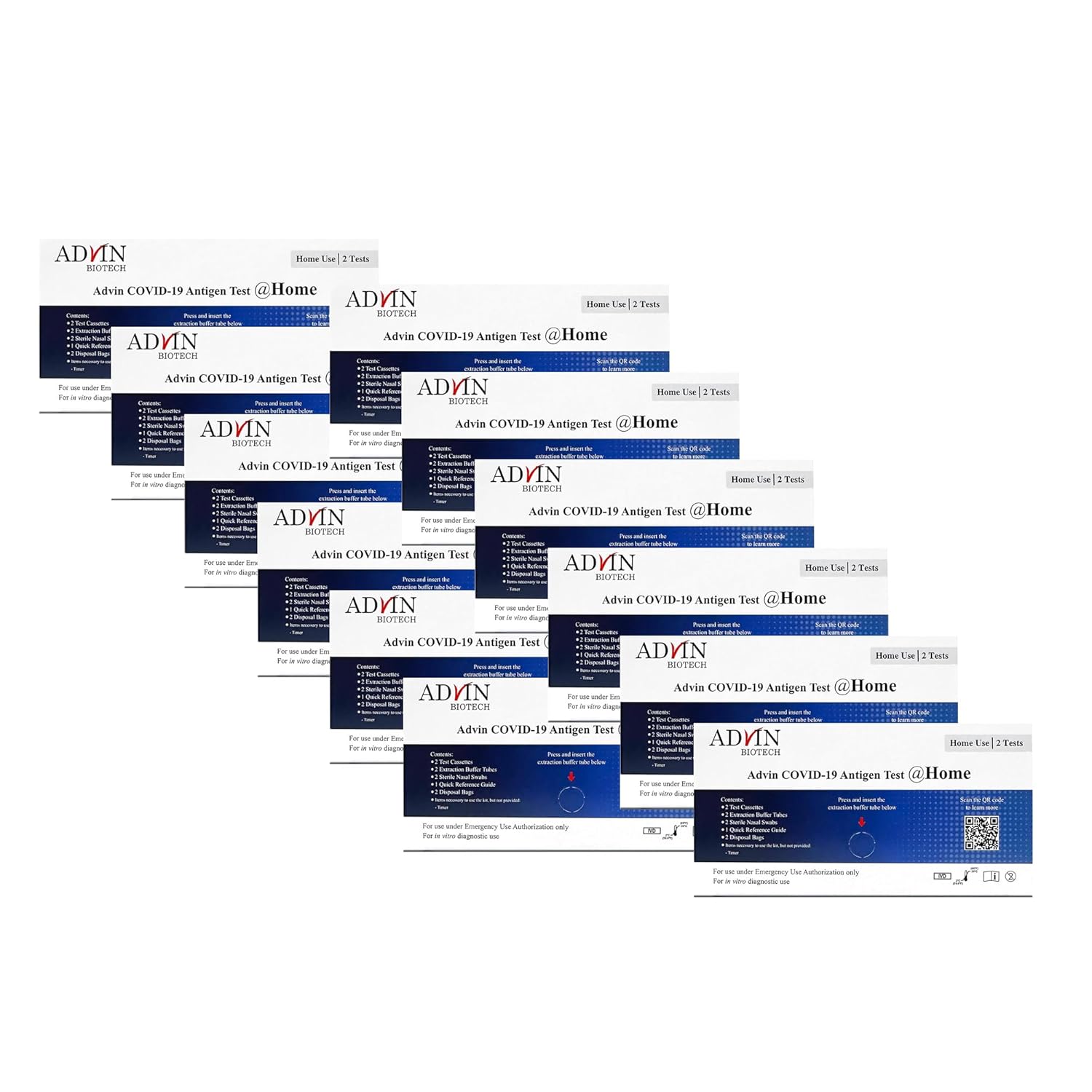 Advin Covid 19 at Home Test Kit, Rapid Results Under 10 mins, Easy to Use (12 Pack - 24 Tests)