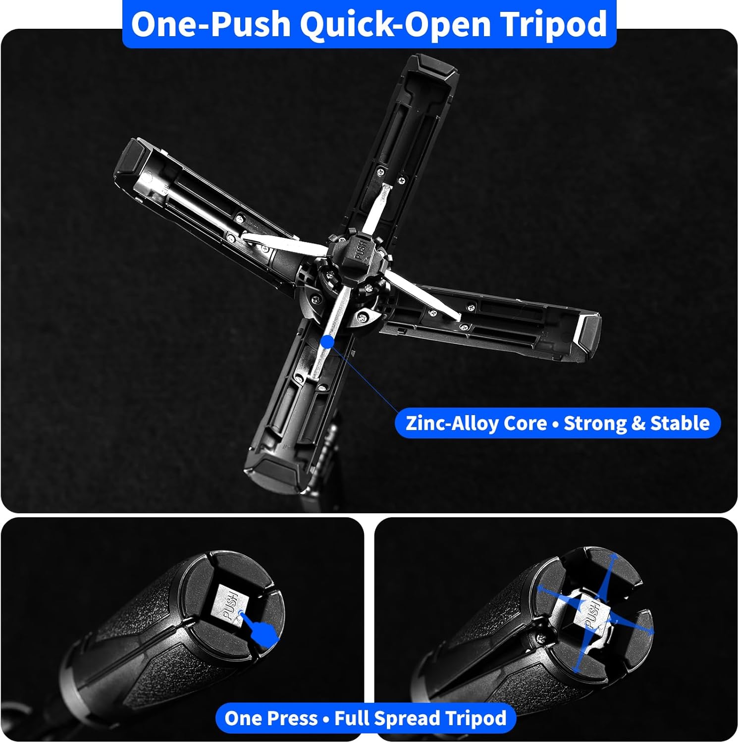 4-in-1 Magnetic Selfie Stick for iPhone/Android - Multifunctional 360° Rotation Extendable Tripod with Detachable Remote, Universal Phone Mount & Metal Ring (Magnetic or Clip Combo)