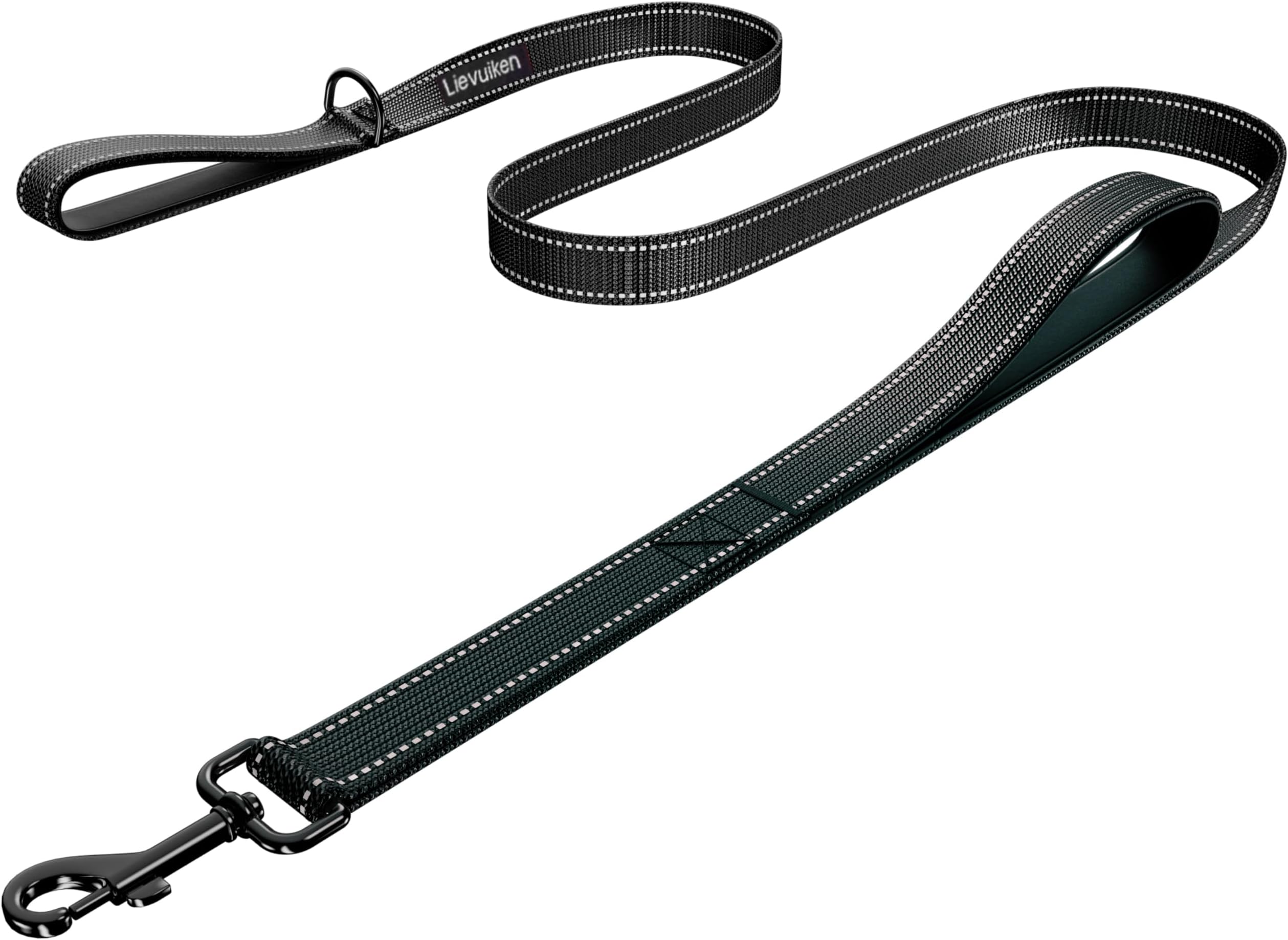 Dog Leash 5ft Long, Double Handle Dog Leash for Safety Control Training, Heavy Duty Dog Leads with Traffic Padded Handles, Reflective Leashes for Small Medium Large Dogs(5ft, Black)