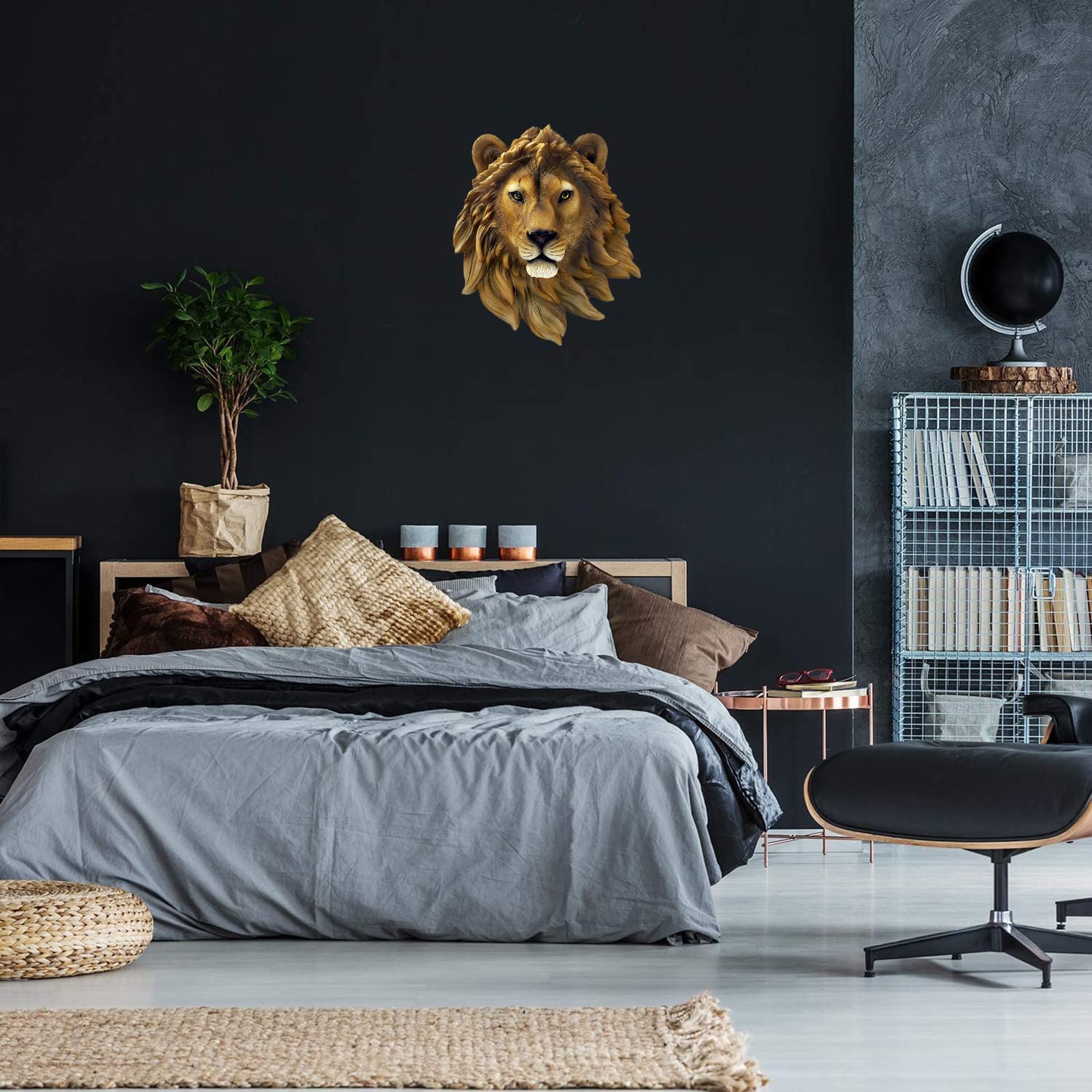 Amazon.co.jp: 置物・オブジェ 3D動物の頭のリアルなライオンの頭