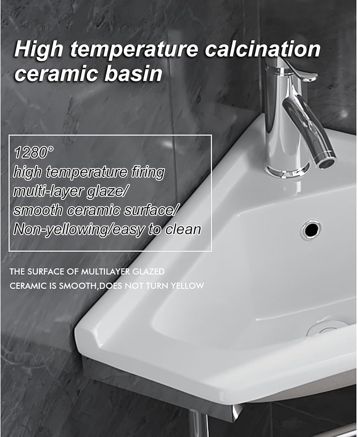Compact Corner Bathroom Sink with Pop Up Drain & Installation Kit Ceramic Vessel Sink Scratch & Stain Resistant White Small Sink,30 * 30cm