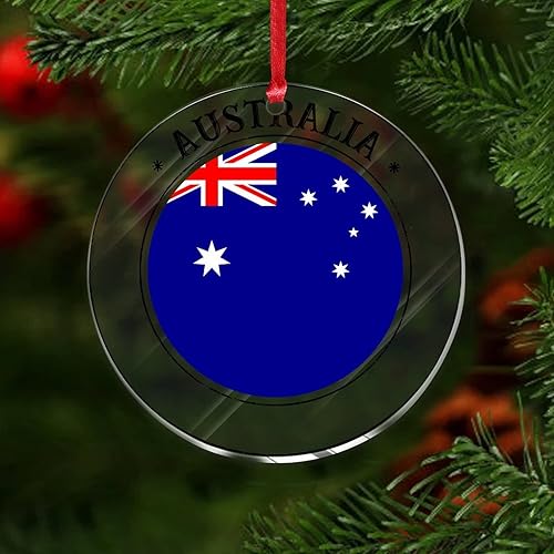 Miniatura 6 de Adorno de Australia bandera patriótica redonda para árbol de Navidad adorno de bandera del estado bola de Navidad redonda de acrílico para