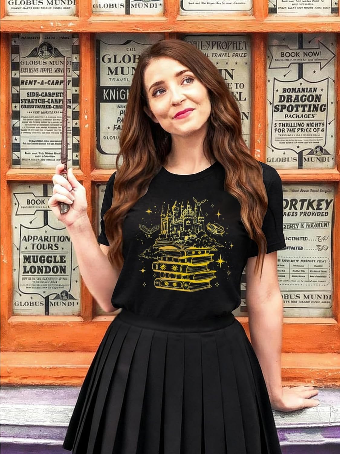 Magical Shirts for Women Book Magic Graphic T-Shirts Magic School Shirt Flourish and Blotts Shirts Wizard Costume Tops - Image 2