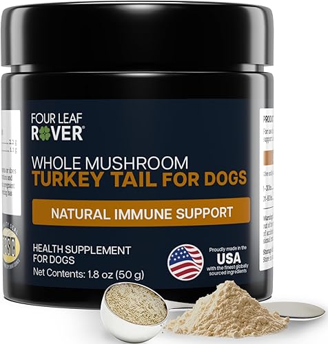 Hongo de cola de pavo para perros, extracto de hongo orgánico entero, más del 50% de beta-glucano, probado por terceros, fabricado en los Estados